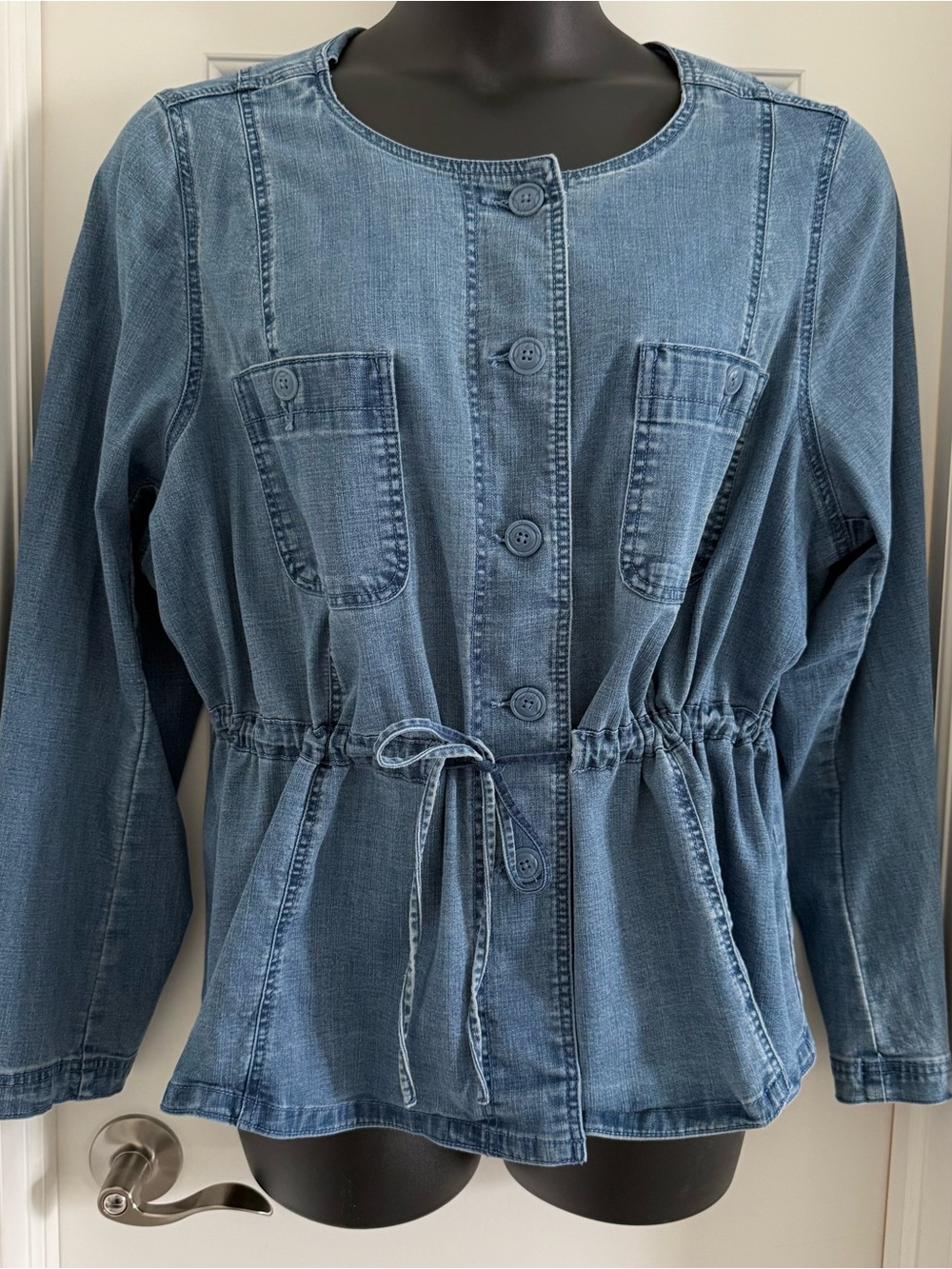 Lane Bryant Denim Drawstring Waist Jacket - Light Blue